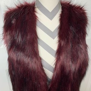 Reba Burgundy Faux Fur Vest